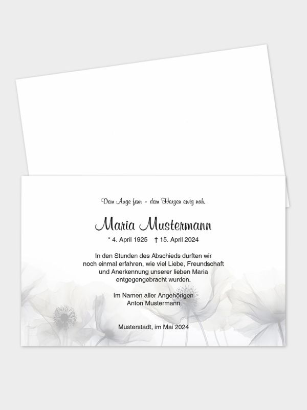 Trauerkarte im klassischen Querformat | Motiv Zarter Mohn | TKK_2Q_507_ATD