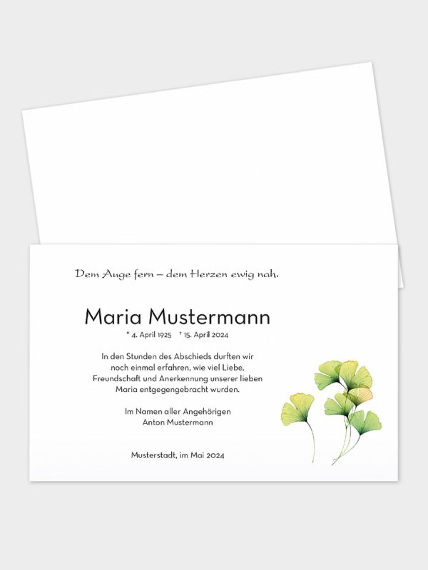 Trauerkarte im klassischen Querformat | Motiv Ginkgo | TKK_2Q_509_ATD