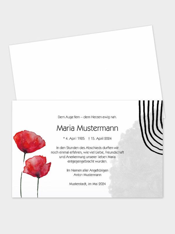 Trauerkarte im klassischen Querformat | Motiv Mohn Aquarell | TKK_2Q_521_ATD