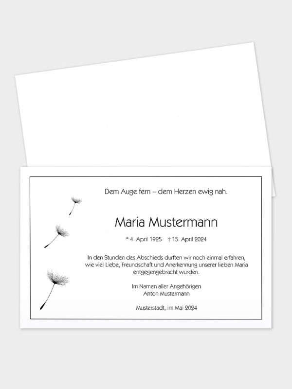 Trauerkarte im klassischen Querformat | Motiv Pusteblume | TKK_2Q_523_ATD