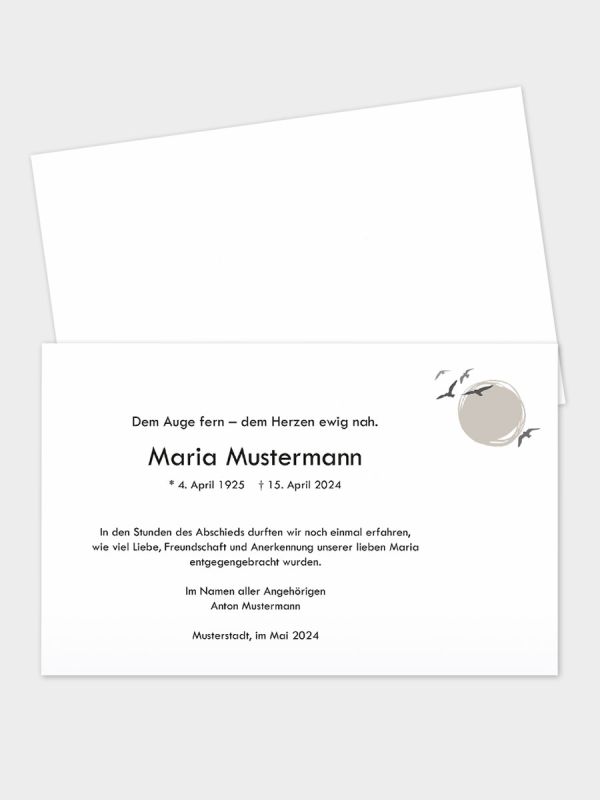 Trauerkarte im klassischen Querformat | Motiv Schwalben | TKK_2Q_525_ATD