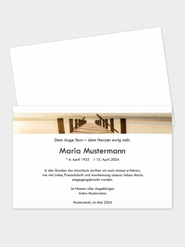 Trauerkarte im klassischen Querformat | Motiv Stegpanorama | TKK_2Q_528_ATD