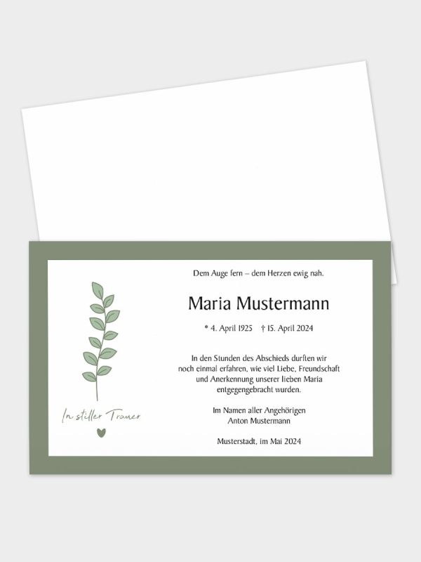 Trauerkarte im klassischen Querformat | Motiv Zweig Illustration | TKK_2Q_536_ATD