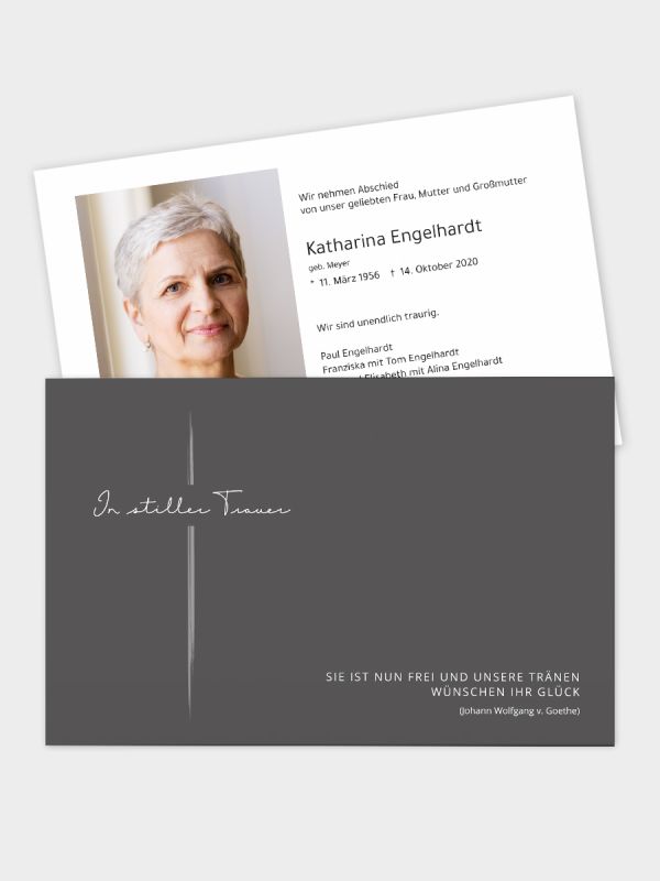 Trauerkarte im klassischen Querformat | Motiv Pinselstrich | TKK_2Q_551_ATD