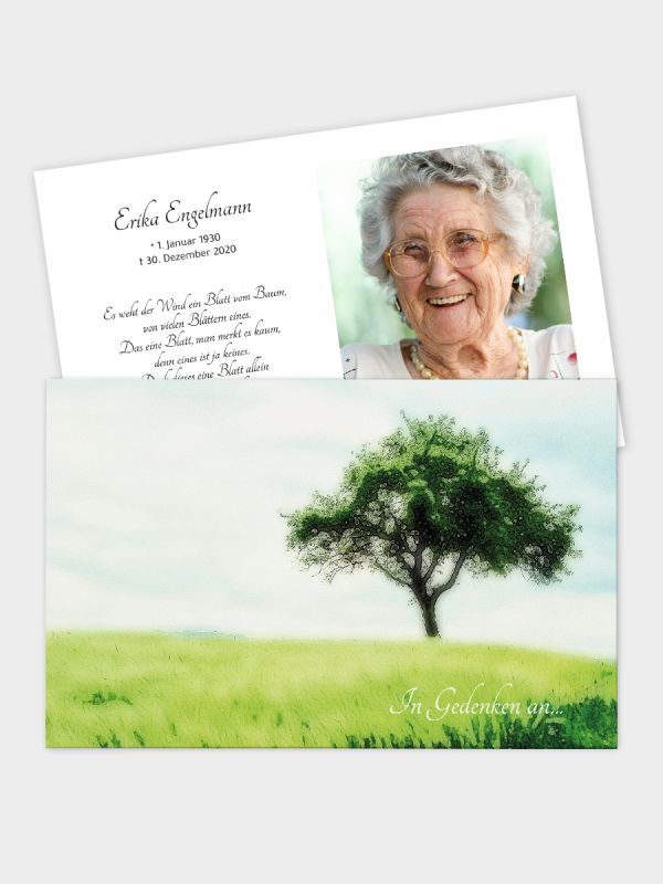 2-seitige Trauerkarte im klassischen Querformat (178 x 115 mm) | Motiv Grüne Wiese | TKK_2Q_021