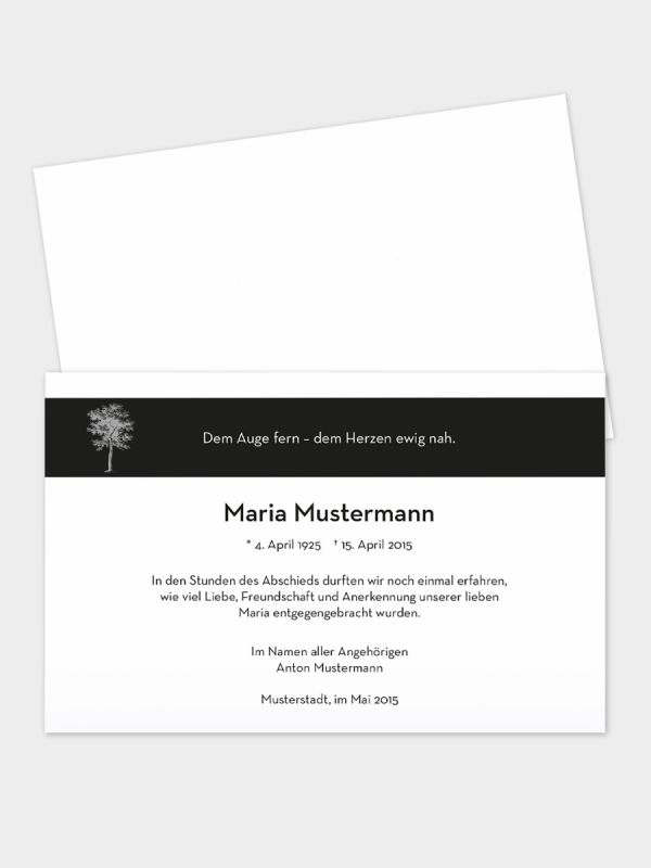 Trauerkarte im klassischen Querformat | Motiv Baum Silhouette | TKK_2Q_501_ATD