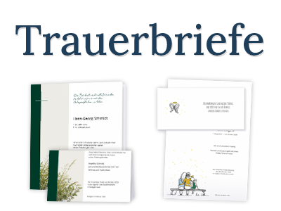 Trauerbriefe in verschiedenen Formaten
