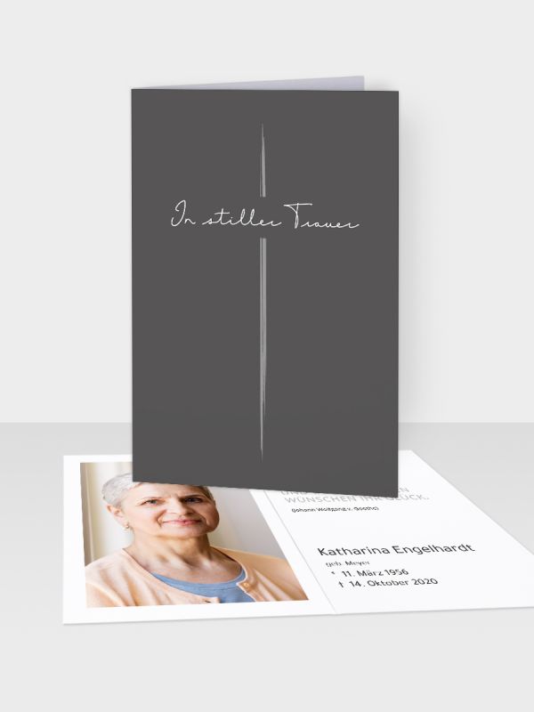 Erinnerungsbild - Klappkarte mit Sterbebildchen | Motiv Pinselstrich | EB_551_ATD