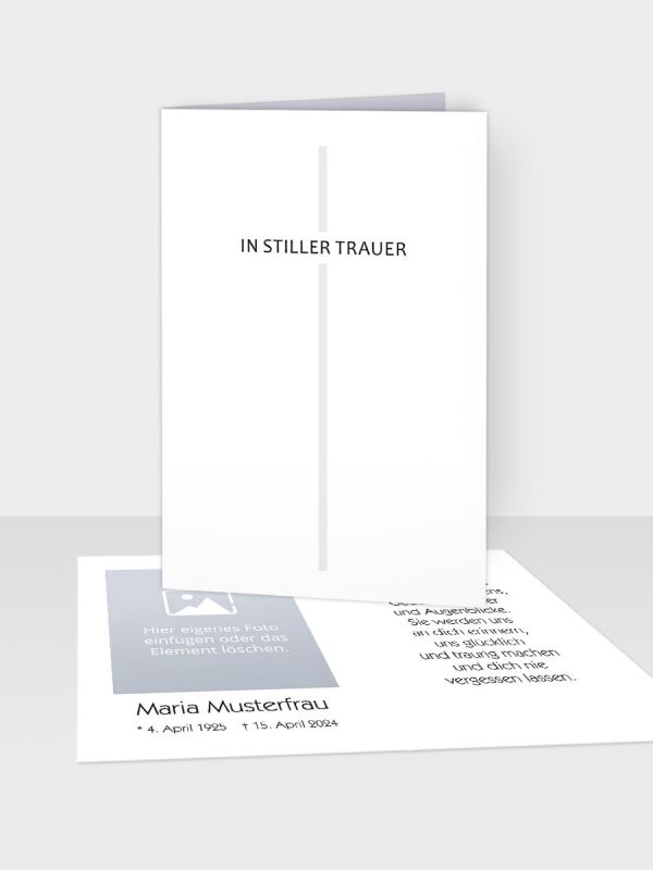 Erinnerungsbild - Klappkarte mit Sterbebildchen | Motiv Kreuz abstrakt | EB_515_ATD