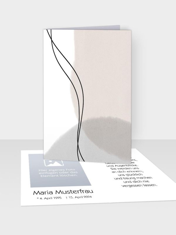 Erinnerungsbild - Klappkarte mit Sterbebildchen | Motiv Linie abstrakt | EB_520_ATD