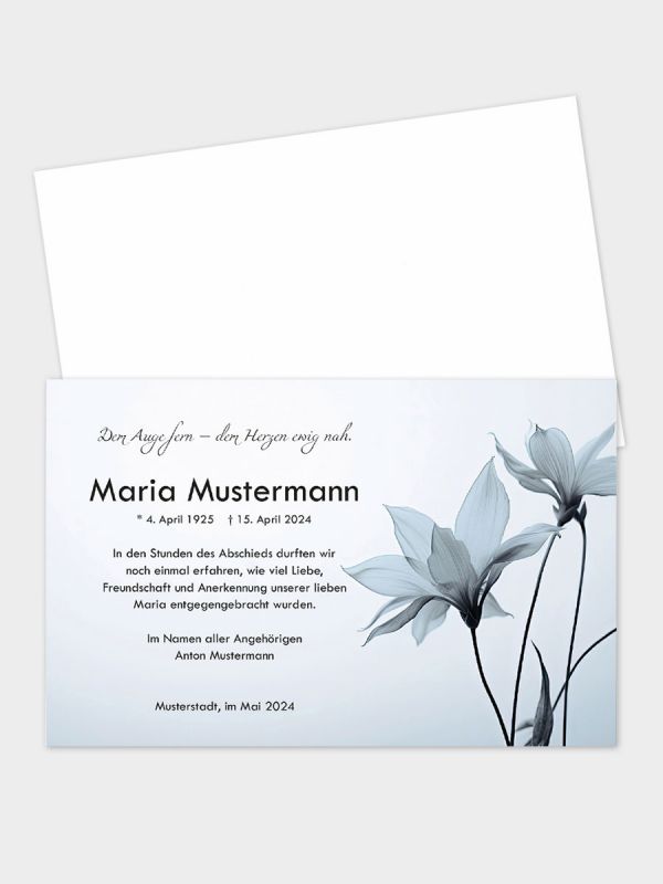 Trauerkarte im klassischen Querformat | Motiv Flower Mohn | TKK_2Q_507_ATD