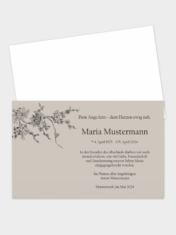 Trauerkarte im klassischen Querformat | Motiv Kirschblüte | TKK_2Q_512_ATD