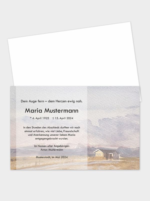Trauerkarte im klassischen Querformat | Motiv Landschaft Aquarell | TKK_2Q_518_ATD
