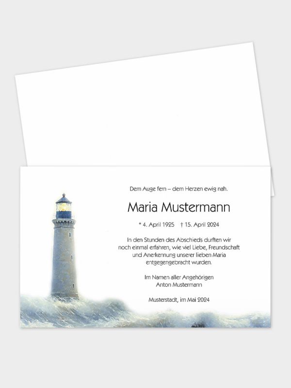 Trauerkarte im klassischen Querformat | Motiv Leuchtturm | TKK_2Q_519_ATD