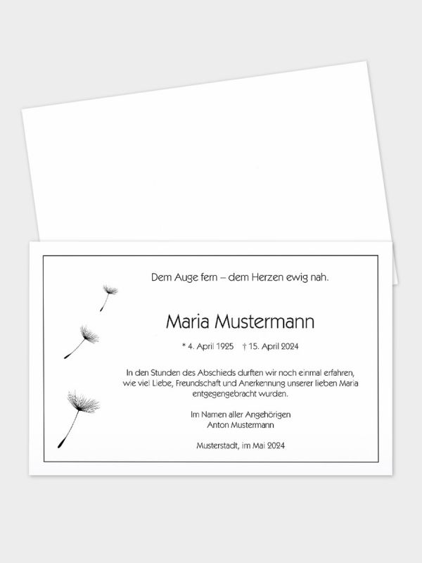 Trauerkarte im klassischen Querformat | Motiv Pusteblume | TKK_2Q_523_ATD