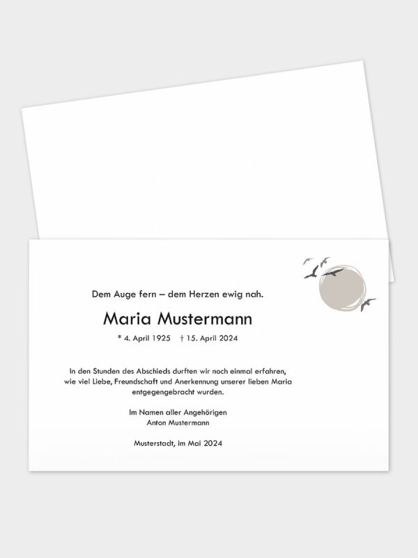 Trauerkarte im klassischen Querformat | Motiv Schwalben | TKK_2Q_525_ATD