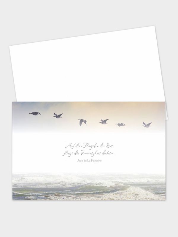 Trauerkarte im klassischen Querformat | Motiv Zugvögel | TKK_2Q_535_ATD