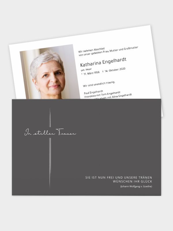 Trauerkarte im klassischen Querformat | Motiv Pinselstrich | TKK_2Q_551_ATD